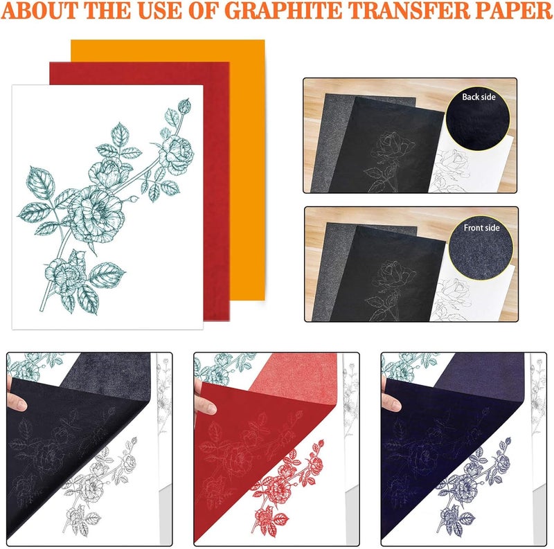 psler Carbon Paper Tracing Paper for Tracing I 90PCS Graphite Transfer-Paper and 60PCS Tracing-Paper - Graphite Paper Carbon Copy Paper for Wood,Craft,Canvas DIY A4 Size 8.5 X 11 Inch - Image 3